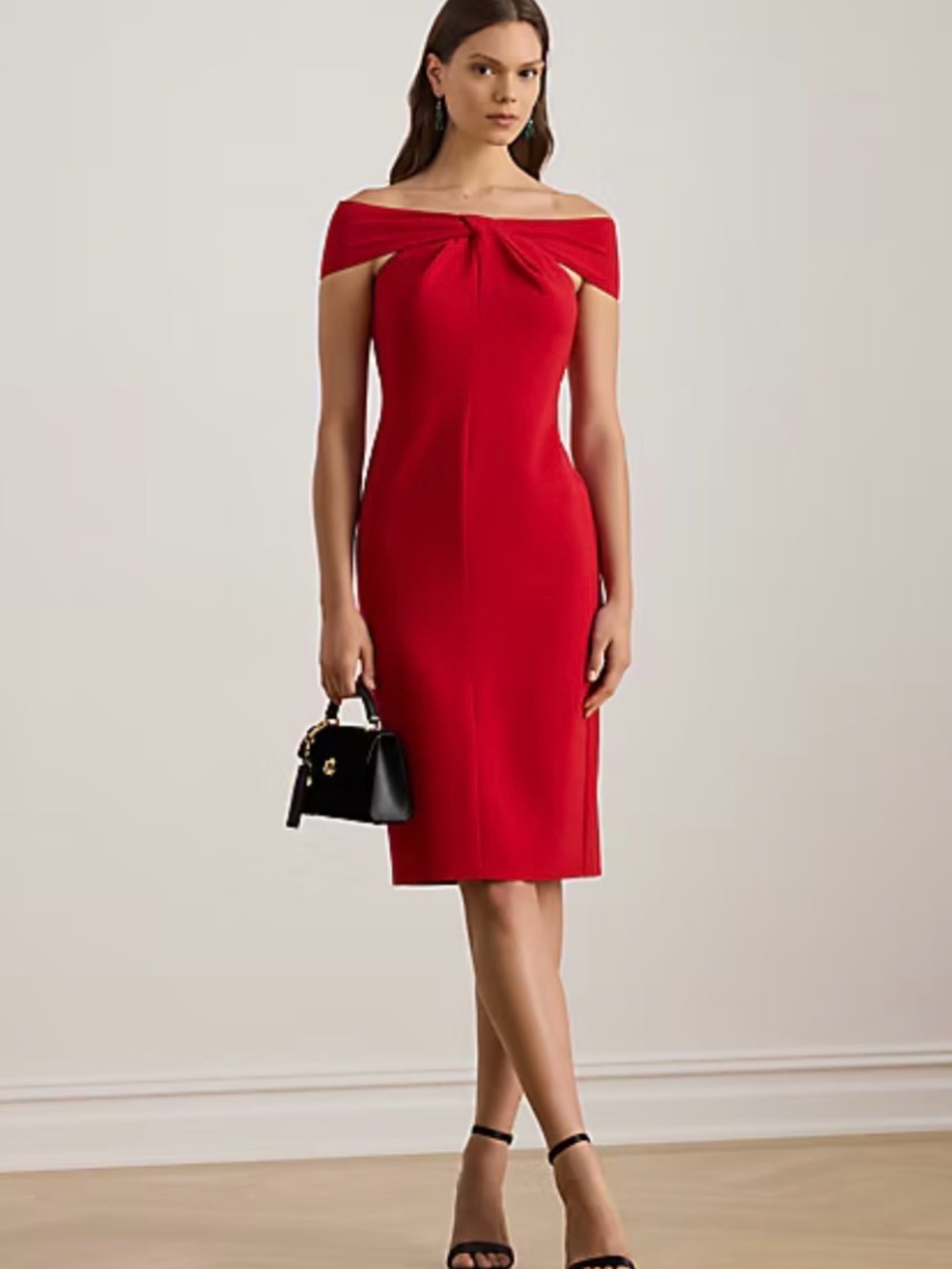 Twist-Front Crepe Cocktail Dress